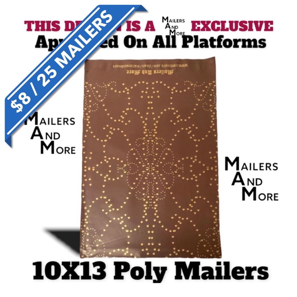 25 10X13 Western Gold Studded Leather Poly Mailers PRICE IS FIRM - Picture 3 of 7